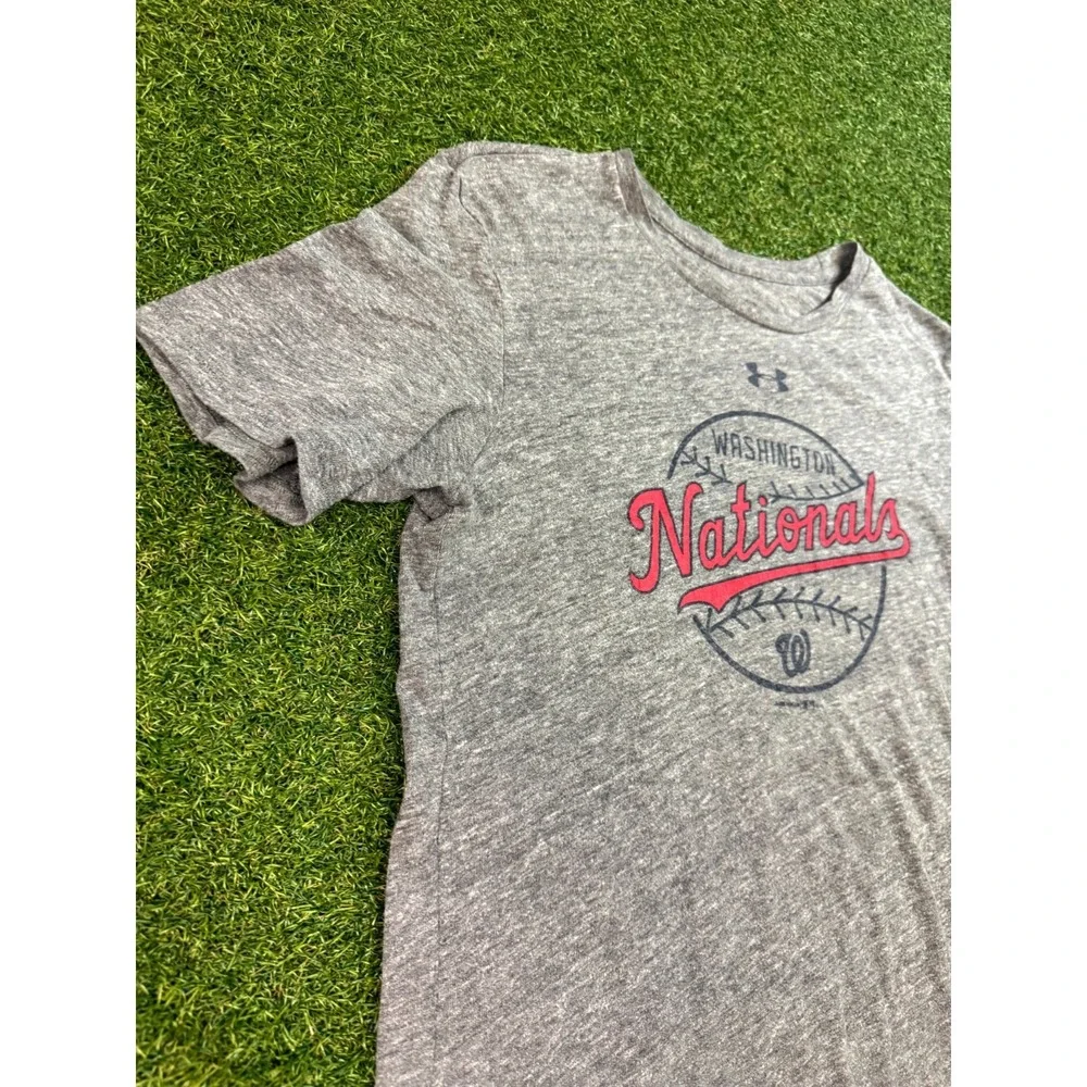 Washington Nationals T Shirt Men L Gray Under Armour Heatgear Baseball MLB Loose